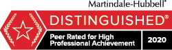 Distinguished | Martindale-Hubbell | Peer Rated For High Professional Achievement | 2020